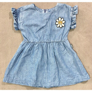 MOSCHINO Flower Teddy Bear Baby Toddler Girl Empire Line Dress Size 12-18 Months